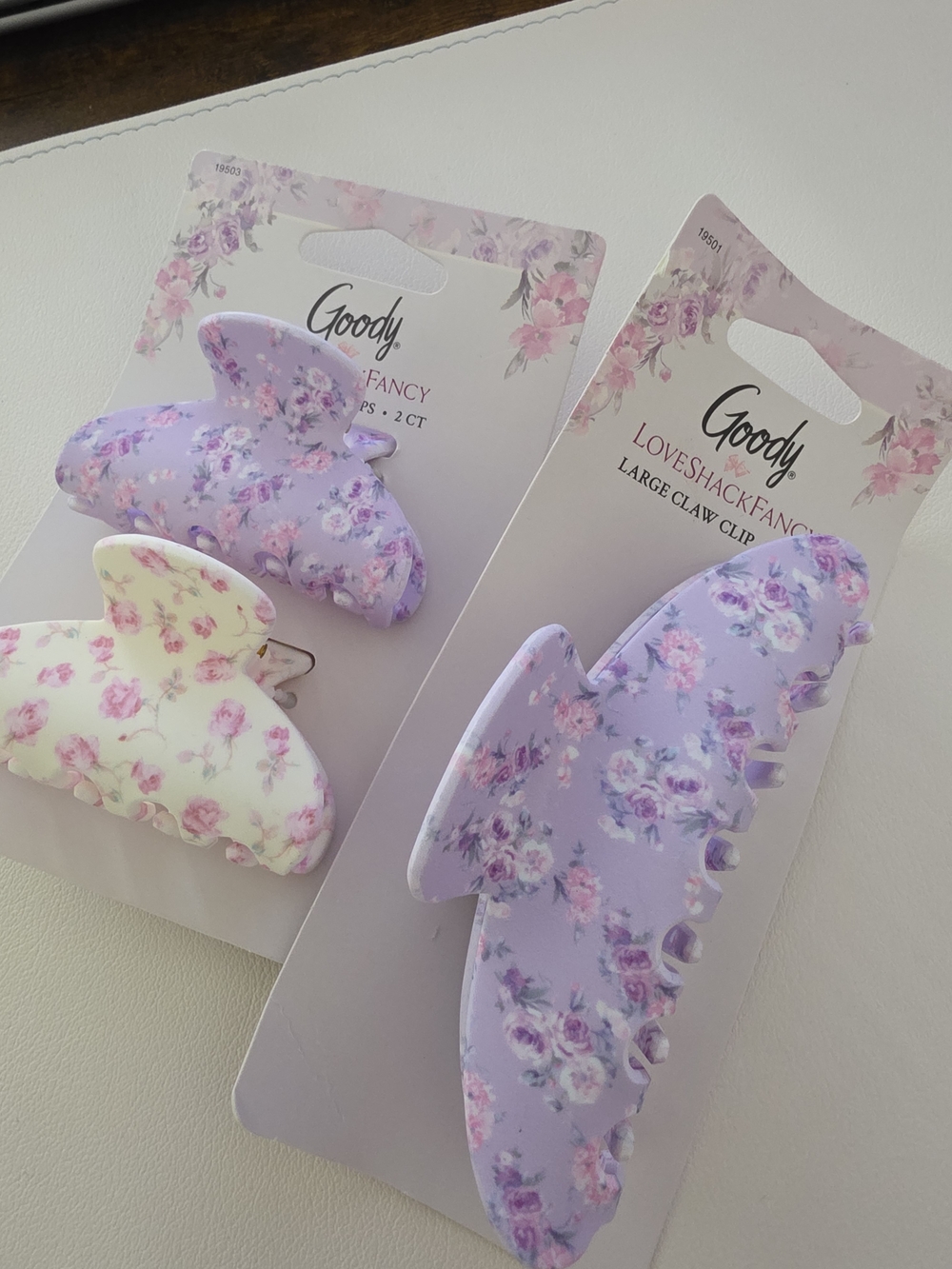 LoveShackFancy Floral Claw Clip Set in Purple & Cream Bundle